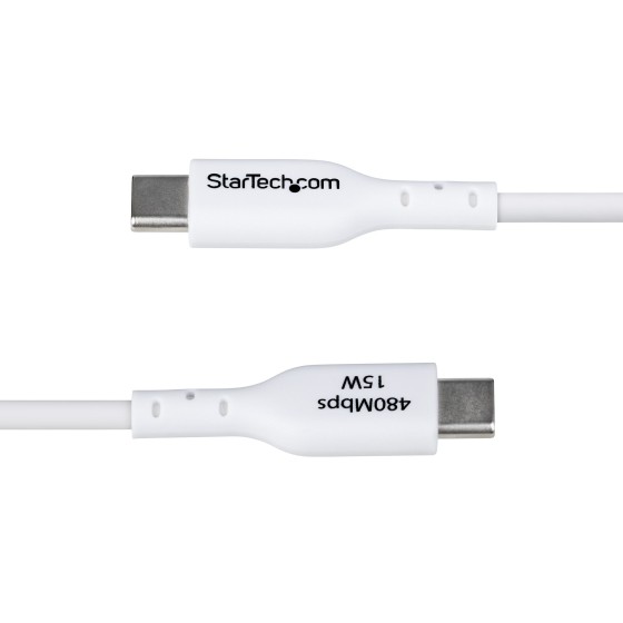 StarTech.com 3ft (1m) White USB-A to USB-C Charging Cable/Cord, M/M - Câble USB - USB (M) pour 24 pin USB-C (M) - USB 2.0 - 3 A - 1 m - charge et synchronisation, sans halogène, passif, USB Fast Charge (15W) - blanc