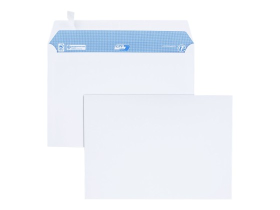 1 Boite de 200 Enveloppes blanches C5 100g bande de protection