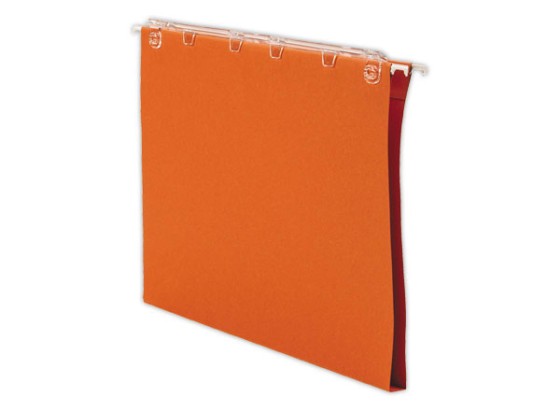 1 Boite de 25 Dossiers suspendus tiroirs Kraft recyclé - orange -Fond renforcé 15 mm