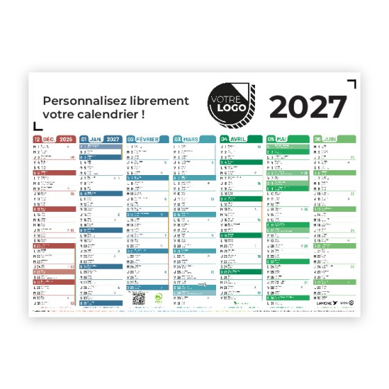 CALENDRIER COULEUR (53 x 40,5 CM) - PERSONNALISABLE