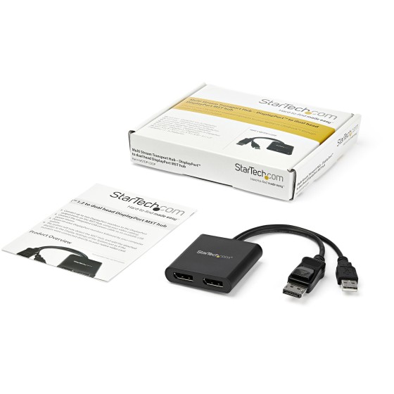 StarTech.com Splitter multi-écrans DisplayPort vers 2x DisplayPort - Hub MST à 2 ports - Répartiteur DP 1.2 vers 2x DP - Répartiteur video - 2 x DisplayPort - de bureau - pour P/N: SV231DPU34K