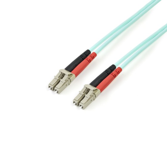 StarTech.com Câble Fibre Optique Multimode de 2m LC/UPC vers LC/UPC OM3 - Cordon de raccordement - LC multi-mode (M) pour LC multi-mode (M) - 2 m - fibre optique - duplex - 50 / 125 microns - turquoise - pour P/N: J9152AST, MASFP10GBSR, SFP10GBLRMST, SFP1