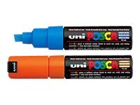 1 Lot de 8 Marqueurs peinture UNI BALL Posca PC8K- Pointe biseau - Assortis