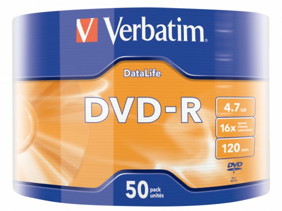 Verbatim DataLife - 50 x DVD-R - 4.7 Go (120 minutes) 16x - argent mat - spindle