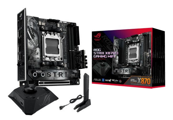 ASUS ROG STRIX X870-I GAMING WIFI - Carte-mère - mini ITX - Socket AM5 - AMD X870 Chipset - USB4, USB 3.2 Gen 2, USB-C 3.2 Gen2, USB 3.2 Gen 1 - Wi-Fi 7, Bluetooth, 2.5 Gigabit LAN - carte graphique embarquée (unité centrale requise) - audio HD (8 canaux)