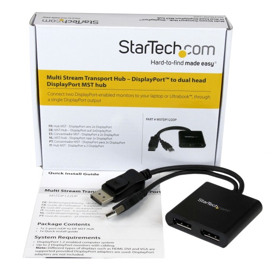 StarTech.com Splitter multi-écrans DisplayPort vers 2x DisplayPort - Hub MST à 2 ports - Répartiteur DP 1.2 vers 2x DP - Répartiteur video - 2 x DisplayPort - de bureau - pour P/N: SV231DPU34K