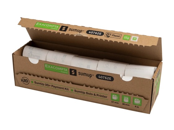 1 Lot de 20 bobines thermiques 57x30mm - 9m - SumUp - 55g/m2