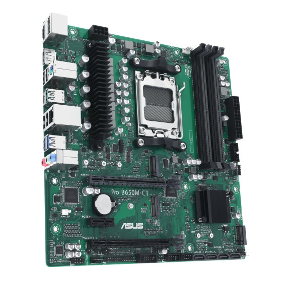 ASUS PRO B650M-CT-CSM - Carte-mère - micro ATX - Socket AM5 - AMD B650 Chipset - USB-C 3.2 Gen2, USB 3.2 Gen 2, USB 3.2 Gen 1 - Gigabit LAN - carte graphique embarquée (unité centrale requise) - audio HD (8 canaux)