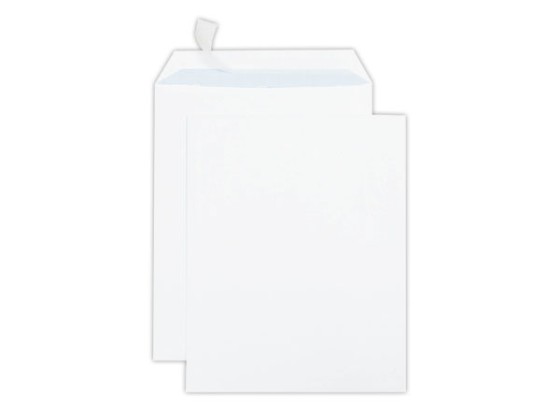 1 Carton de 250 Pochettes blanches bande siliconée 260x330 mm sans fenêtre 90g