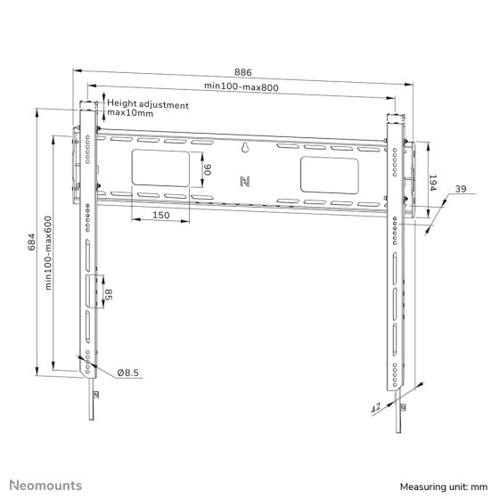 NEOMOUNTS WL30-750BL18 Support mural fixe pour écran 43-98p- robuste - verrouillable - installation rapide - TÜV