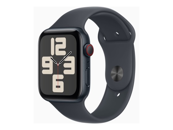 Apple Watch SE (GPS + Cellular) - 2e génération - 44 mm - aluminium minuit - montre intelligente avec bande sport - fluoroélastomère - minuit - taille du bracelet : M/L - 32 Go - LTE, Wi-Fi 4, Bluetooth - 4G - 33 g