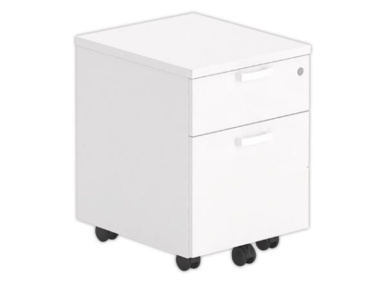 1 Caisson mélaminé mobile blanc 2 tiroirs