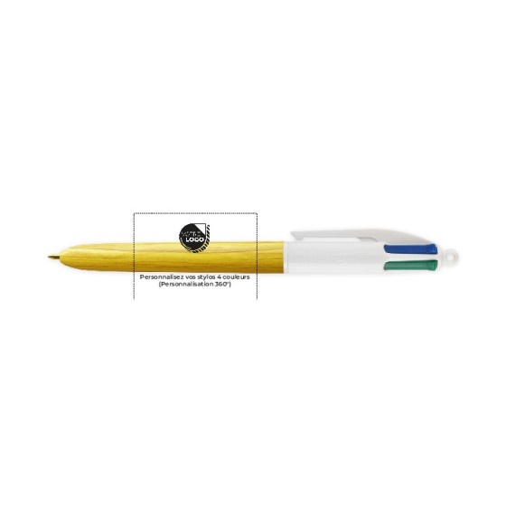 STYLO BIC 4 COULEURS BOIS