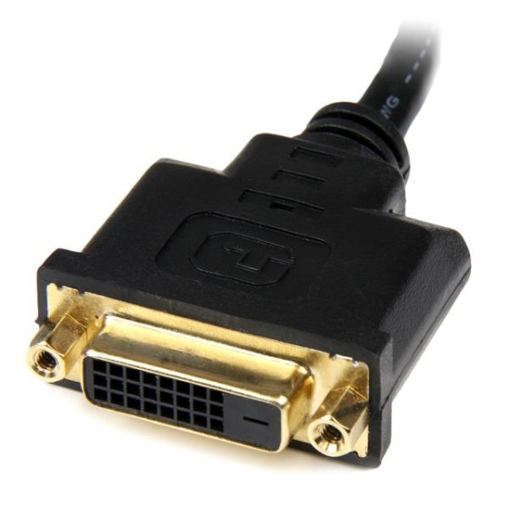 StarTech.com Cable adaptateur video HDMI vers DVI-D de 20 cm - HDMI male vers DVI femelle - Adaptateur vidéo - HDMI mâle pour DVI-D femelle - 20.32 cm - blindé - noir - pour P/N: BNDDKT30CAHV, CDP2DVIMM2MB, DKT30CSDHPD, DKT30CSDHPD3, DP2DVI2MM3, DP2DVIMM6