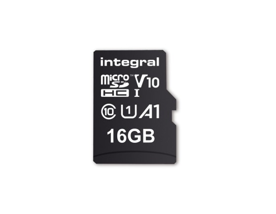 Integral - Carte mémoire flash (adaptateur microSDHC - SD inclus(e)) - 16 Go - A1 / Video Class V10 / UHS Class 1 / Class10 - microSDHC UHS-I