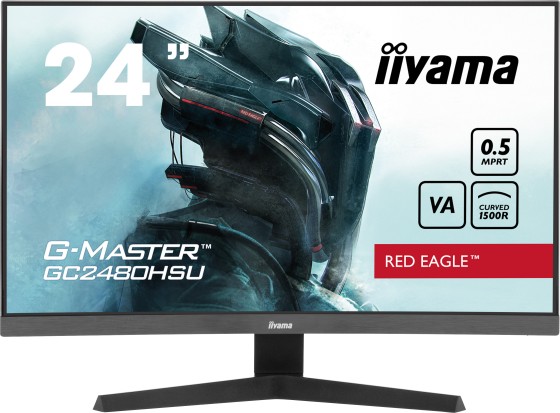 iiyama G-MASTER Red Eagle GC2480HSU-B1 - Écran LED - jeux - incurvé - 24" (23.6" visualisable) - 1920 x 1080 Full HD (1080p) @ 180 Hz - VA - 300 cd/m² - 3000:1 - 0.5 ms - 2xHDMI, DisplayPort - haut-parleurs - noir, mat