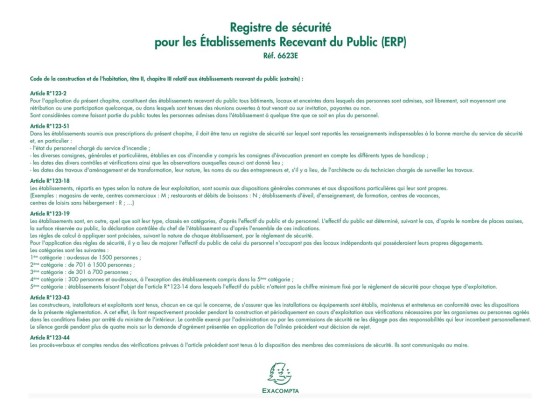 1 Registre de sécurité pour les ERP - 24x32 cm - 32 pages