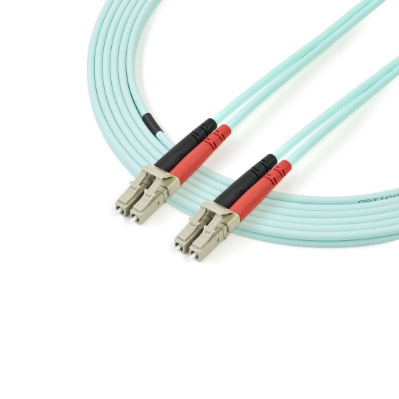 StarTech.com Câble Fibre Optique Multimode de 2m LC/UPC vers LC/UPC OM3 - Cordon de raccordement - LC multi-mode (M) pour LC multi-mode (M) - 2 m - fibre optique - duplex - 50 / 125 microns - turquoise - pour P/N: J9152AST, MASFP10GBSR, SFP10GBLRMST, SFP1