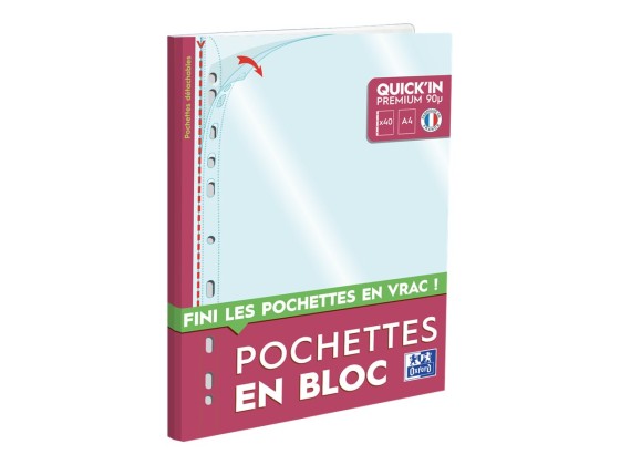 1 Lot de 40 Pochettes perforées Oxford Qkin bloc A4