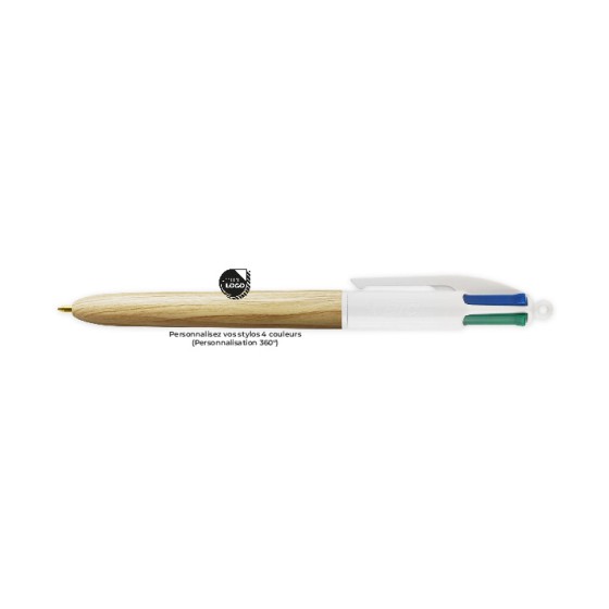 STYLO BIC 4 COULEURS BOIS