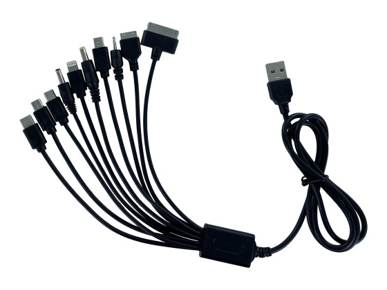 DLH DY-TU1975B - Câble de charge uniquement - USB (alimentation uniquement) mâle pour 10 broches USB-C, Micro-USB Type B, mini USB type B, Apple Lightning (alimentation uniquement) - 1 m - noir