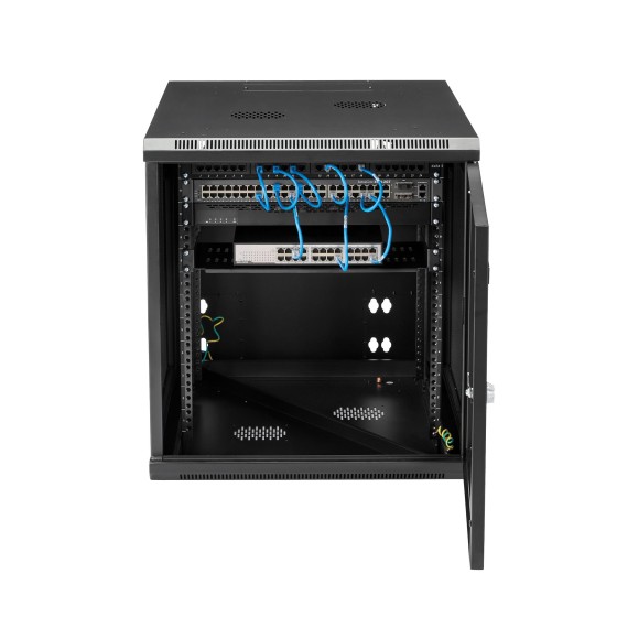 StarTech.com Rack serveur 12U à montage mural - Boîtier armoire serveur à charnières - Jusqu'à 81,2 cm de profondeur (RK1232WALHM) - Armoire de rack - montable sur mur - noir - 12U