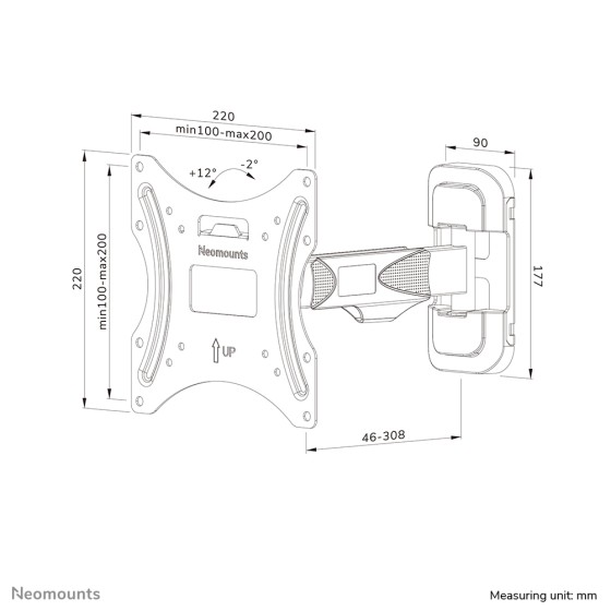 NEOMOUNTS WL40-540BL12 Support pour écran mural 32-55p - orientable - installation facile