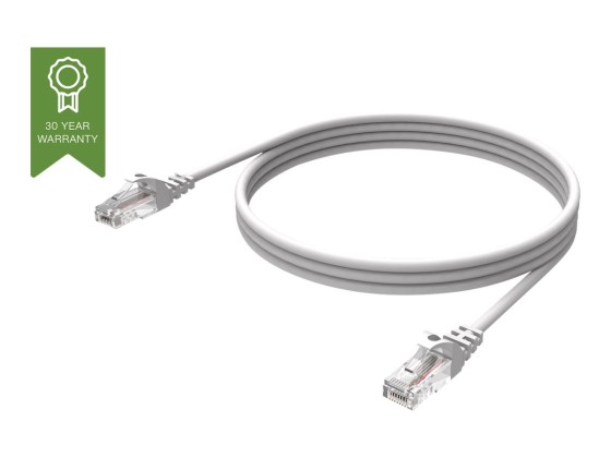 RJ45 (m) à RJ45 (m) - UTP - CAT 6 - 250 MHZ - 24 AWG - avec manchon - 50 cm - blanc