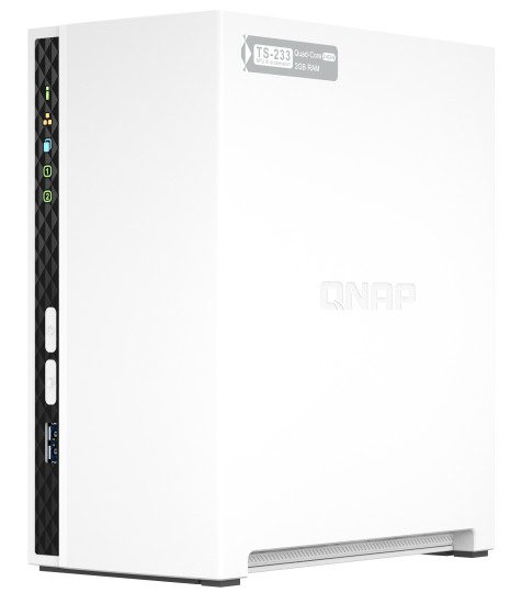 QNAP TS-233 2 bay ARM 2.0GHz Quad core 2xSATA 6Gb/s 2Go RAM on-board 1xGbE 1xUSB3.2 Gen1 and 2xUSB2.0