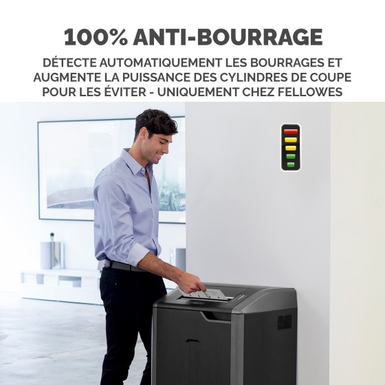 1 Destructeur collectif FELLOWES 425Ci 114L coupe croisée 32 feuilles