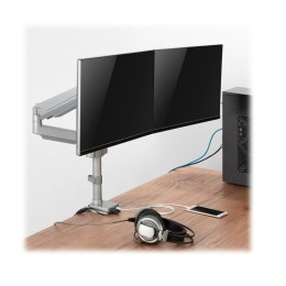 EATON TRIPPLITE Dual-Display Flex-Arm Mount for 13p to 34p Monitors - Clamp or Grommet USB Audio Ports