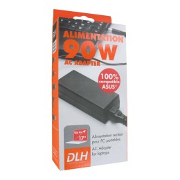ALIMENTATION SECTEUR ASUS 100% COMPATIBLE. DLH REGULAR 90W. Taille standard. Couleur noire. Chargeur pour PC portables ASUS jusque 90W. 19V. 5 connecteurs 17-19-35-41-M. Cordon secteur.