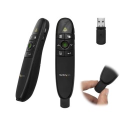 StarTech.com Télécommande de présentation sans fil avec pointeur laser vert - 27m - Zapette pour Mac / Windows (PRESREMOTEG) - Télécommande de présentation - RF - noir