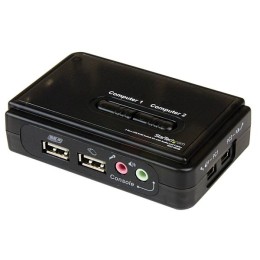 StarTech.com Kit commutateur KVM USB VGA à 2 ports avec audio et câbles - Switch écran clavier souris - Noir - Commutateur écran-clavier-souris/audio - 2 x KVM / audio - 1 utilisateur local - de bureau