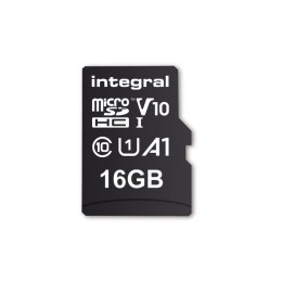 Integral - Carte mémoire flash (adaptateur microSDHC - SD inclus(e)) - 16 Go - A1 / Video Class V10 / UHS Class 1 / Class10 - microSDHC UHS-I