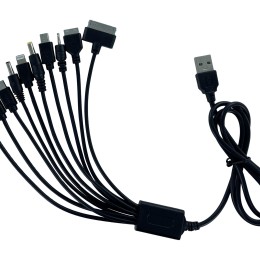 DLH DY-TU1975B - Câble de charge uniquement - USB (alimentation uniquement) mâle pour 10 broches USB-C, Micro-USB Type B, mini USB type B, Apple Lightning (alimentation uniquement) - 1 m - noir