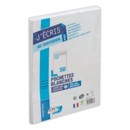 1 Lot de 50 Pochettes blanches bande siliconée 229x324 mm sans fenêtre 90g
