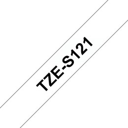 BROTHER P-TOUCH TZE-S121 noir sur clear 9mm extra gluey