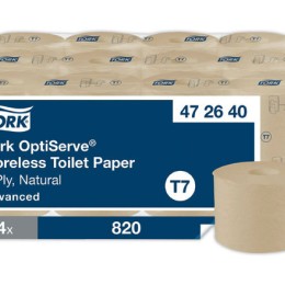 1 Pack de 24 rouleaux de papier toilette Tork OptiServe sans mandrin T7 naturel
