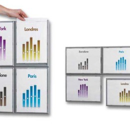 1 Carton de 4 Porte-affiches cadr'info A4 - gris alu