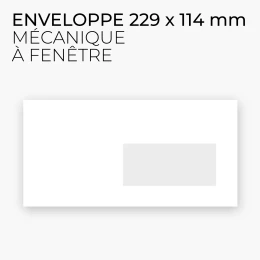 ENVELOPPE BLANCHE VIERGE - MECANISABLE A FENETRE 229 x 114.