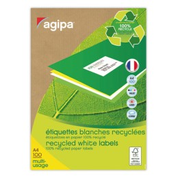 1 Boite de 100 Planches d'étiquettes laser 100% recyclées 199,6 x 289,1 mm 100 étiq
