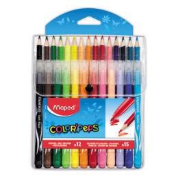 1 Lot de 27 Feutres et crayons : 12 feutres + 15 crayons de couleur Color'Peps