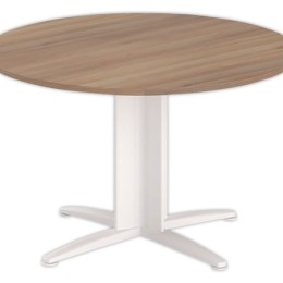 1 Table réunion ronde diam. 116cm noyer/blanc