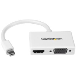 StarTech.com Adaptateur audio / vidéo de voyage - Convertisseur 2-en-1 Mini DisplayPort vers HDMI ou VGA - 1920x1200 / 1080p - Convertisseur vidéo - DisplayPort - HDMI, VGA - blanc - pour Apple MacBook Air