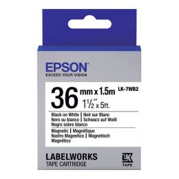 EPSON Ruban LK-7WB2 Magnétique Noir/Blanc 36/1,5