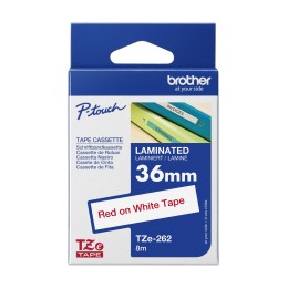 BROTHER P-TOUCH TZE-262 rouge sur blanc 36mm