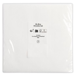 1 Lot de 40 Serviettes 2 plis 38x38 cm - Blanc - Pro  Nappe