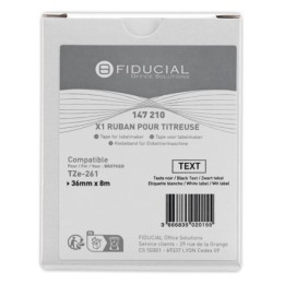 1 Ruban comp BROTHER TZE 261 36mm blanc impression noire