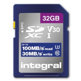 Integral - Carte mémoire flash - 32 Go - Video Class V30 / UHS-I U3 / Class10 - SDHC UHS-I